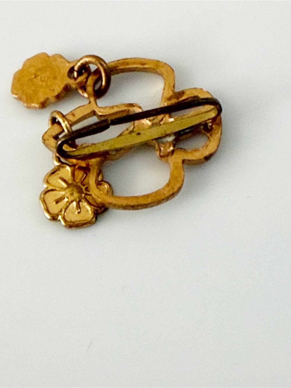 Vintage Girls Scouts Brownie Gold Tone Dangle Pin Brooch - Picture 4 of 6